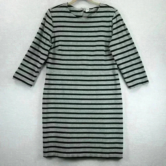 Old Navy Dresses & Skirts - Old Navy Women’s Dress Size XL Gray/Black Stripe Cotton/Spandex Knit 3/4 Sleeves